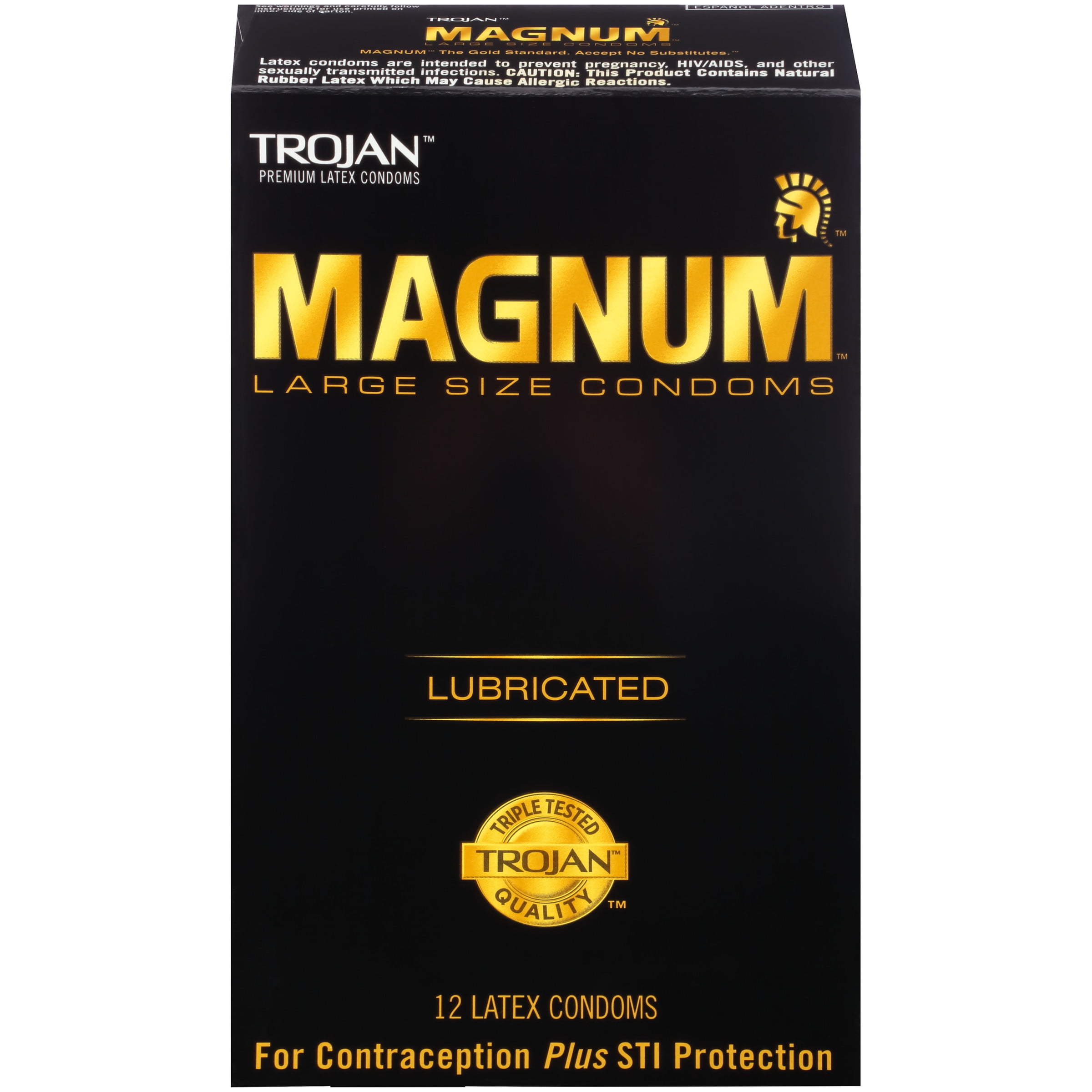 TROJAN Magnum Large Size Lubricated Premium Latex Condoms 12 Each