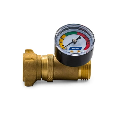 Brass Water Pressure Regulator with Gauge- Helps Protect RV Plumbing and Hoses from High-Pressure City Water - Easy Read Gauge, Lead Free.., By