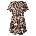 thumbnail image 4 of VEPKUL Plus Size Blouse for Women Short Sleeve Casual Shirt Tunic Tops Down Neck T-Shirt Loose Shirt A-Leopard08_4X, 4 of 9