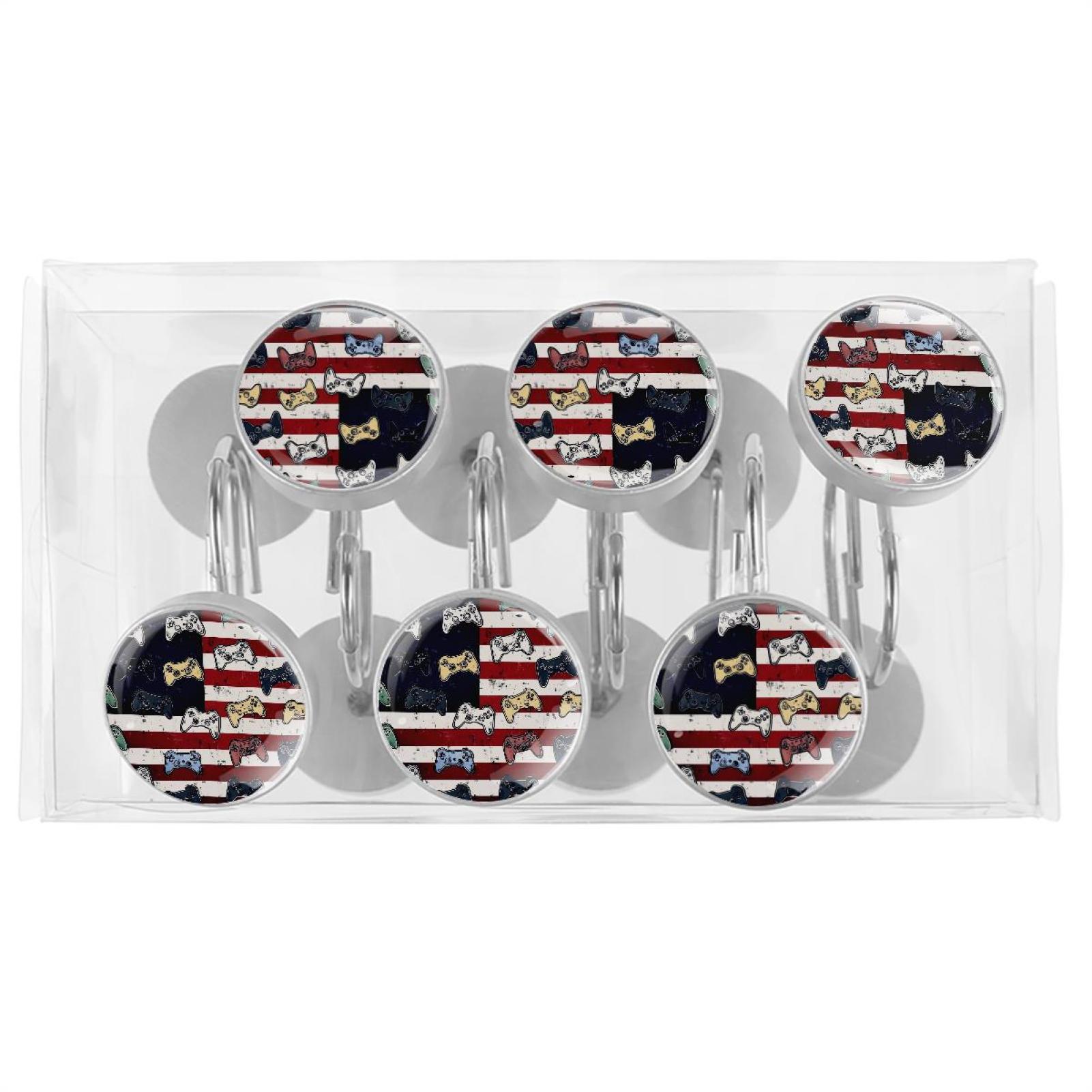 HemaKayy 12 Pcs Shower Curtain Hooks Bathroom Decorative Accessories Video Game Controller