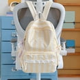 thumbnail image 4 of Women Bow Print Backpack with Lace Trim, Large Capacity Multi-Pockets School Bag for Travel Outdoor (Yellow 430*300*130), 4 of 9