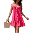thumbnail image 1 of Vestido con Tirantes Finos para Mujer, Ideal para Vacaciones. Rojo M, 1 of 8
