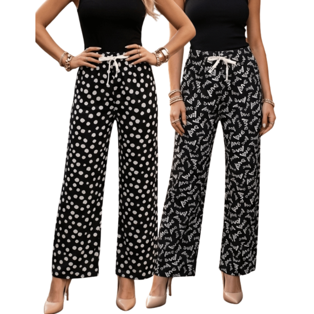 Set De Dos Pants De Mujer Pantalones Anchos Casual O Elgante Pans Stretch
