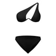 thumbnail image 4 of XIYON Bikini Sets For Women Solid Color V Neck Knot Front Push Up High Leg Thong Two Piece Retro Swimsuits Beachwear, 4 of 5