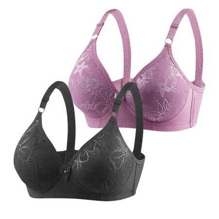 Plus Size Bralettes for Women Padded Bra Feature V-Neck Demi & Balconette Bra Style W-415 Hook and Eye Closure Molded Bra Black S