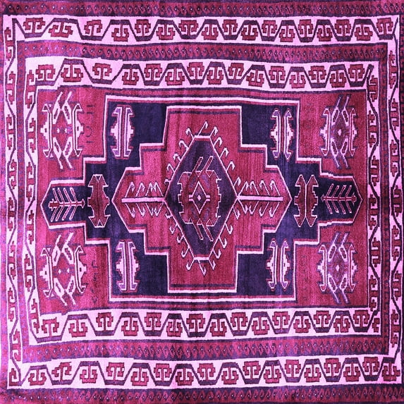 Ahgly Company Indoor Square Persian Purple Traditional Area Rugs, 5' Square