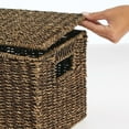 thumbnail image 5 of mDesign Woven Seagrass Home Storage Basket with Lid, Set of 3 - Brown Finish, 5 of 8