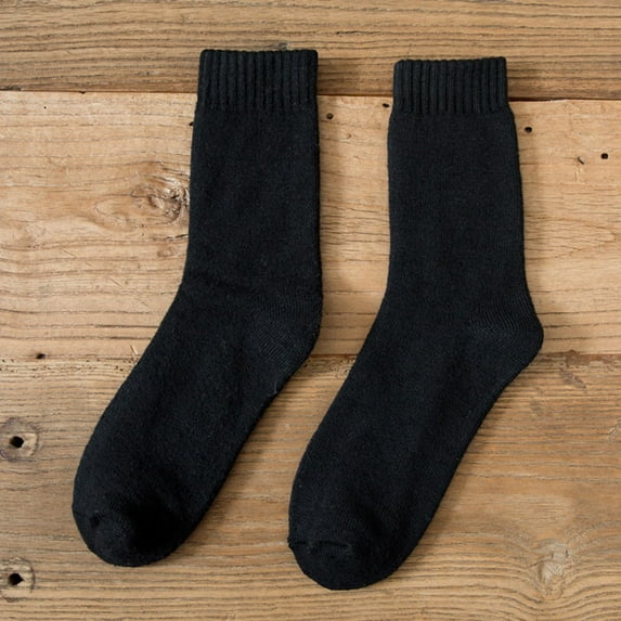 Dyfzdhu Womens Socks Autumn Winter Plus Velvet Padded Thermal Towel Socks Solid Color Ladies Long Cotton Socks