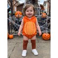 thumbnail image 3 of Cjfdfy Newborn Baby Boy Girls Halloween Costume Outfit Pumpkin Bat Cat Hooded Sleeveless Zipper Romper With Stripe Socks Infant Cute Animal Warm Hooded Sleeveless Jumpsuit 0-2Y, 3 of 9