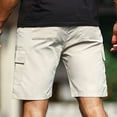 thumbnail image 6 of Men's Summer Plus Size Short Pants Solid Color Elastic Waist Loose Lightweight Athletic Casual Pants Dark Khaki Color Multi Pocket Workwear Knee Length Size XL Sport Cargo Shorts, 6 of 7