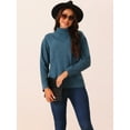 thumbnail image 3 of DARING DIVA Turtleneck Sweater Long Sleeve Knitted Pullover Basic S Deep Blue, 3 of 5