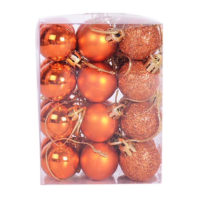 XUNRYAN - Adornos para árbol de Navidad por menos de $10, juego de 24 bolas de polvo brillante para decoración navideña, colgantes irrompibles para fiestas en el hogar (naranja), liquidación