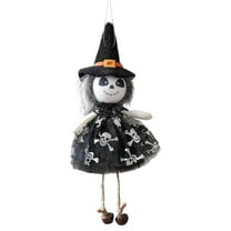 KOYPTL 11*22cm Halloween Tree Ornaments Halloween Gauze Dres Doll Pendant Cloth Ghost Witch Pumpkin Cat Spooky Charm, Hangable Decorations for Outdoor Holiday Parties and Home Decor