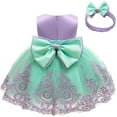 thumbnail image 4 of EnJoCho Kids Cute Princess Dress Baby Girl Pageant Lace Dress toddler Party Bowknot Tutu Gown Dress with Headwear Little Girl Summer Fashion Party Dress, 4 of 4