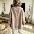 thumbnail image 4 of Coats For Women Short Fuzzy Cuff Draped Collar Loose Fit Outerwear Solid Color Long Sleeve Casual Jacket For Fall Winter, 4 of 6
