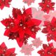 thumbnail image 1 of 20 piezas de decoración de Navidad, guirnalda de árbol de Navidad con purpurina, colgantes de flores artificiales, para árbol de Navidad de fiesta, corona, decoraciones de fiesta de boda, rojo, 1 of 5