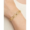 thumbnail image 5 of 18K Yellow Gold Plated Bronze Textured Oval Link Statement Bracelet Mother's Day Gift, 7.5", 5 of 6