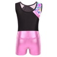 thumbnail image 4 of ZDHoor Kids Girls Sleeveless Patchwork Printed Leotard with Bike Shorts for Dance Gymnastics Training Zebra-A 13-14, 4 of 6