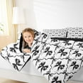 thumbnail image 4 of Manfei Ribbon Bow Bowtie Queen Comforter Set,Stars Loves Print Bedding Sets,White Black Bedding Comforter Set For Child,Ultra Soft Home Decor Reversible,3 Pieces, 4 of 8
