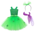 thumbnail image 1 of 2DXuixsh Robe Fille Perles Robe en Tulle pour Mariage Enfants Robes de Concours Longueur Cheville avec Nœud Robes Formelles Filles Vert Taille 90, 1 of 5