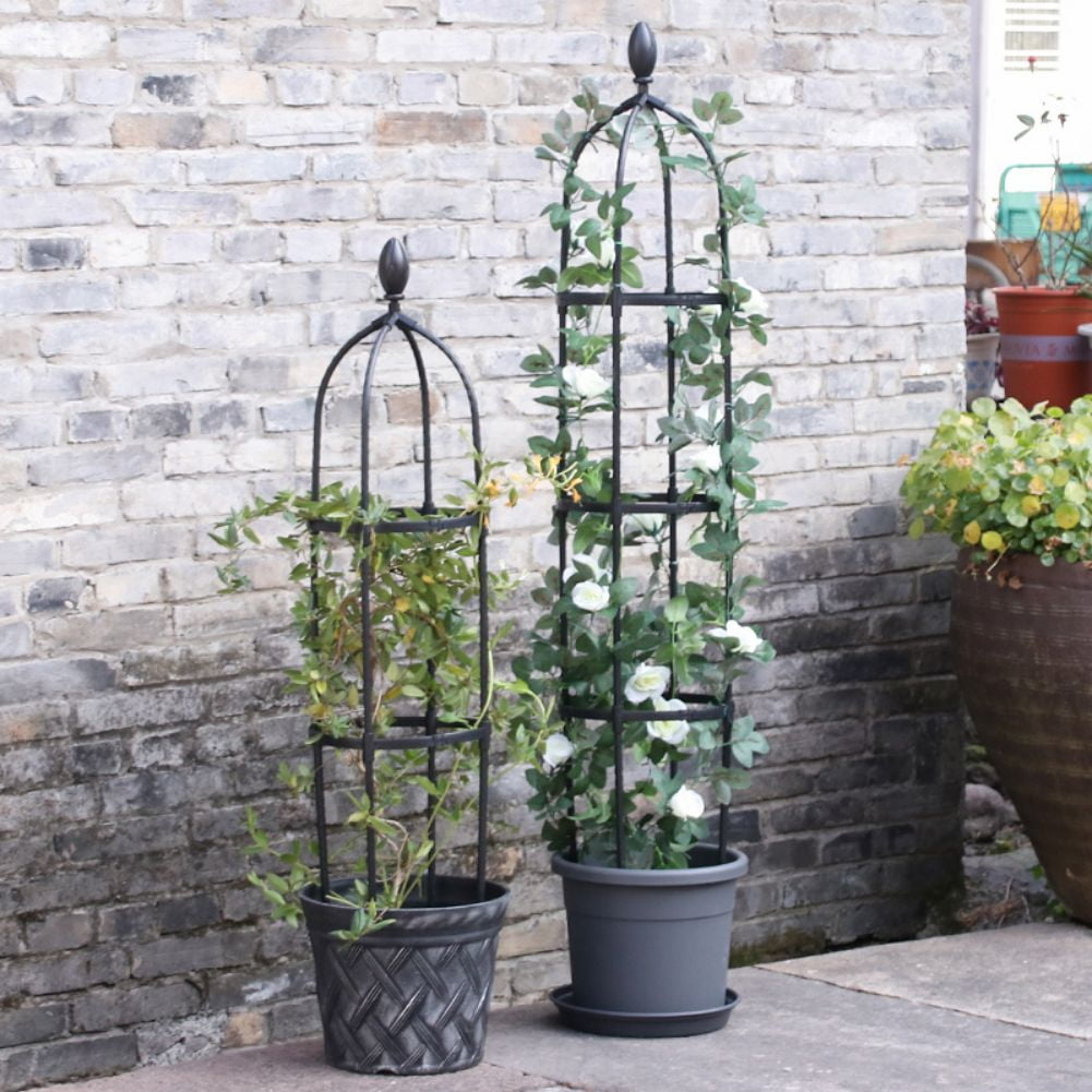 BUSATIA Garden Obelisk Trellis for Climbing Plants Outdoor, 6FT Tall Rustproof Plant Trellis Climbing Plant Support, Garden Tower Trellis for Potted Plants Flowers Vegetable Vine Indoor Outdoor