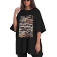 thumbnail image 4 of Plus Size Shirt for Women Black Tops for Women Short Sleeves Shirt for Women Brick Wall T Shirt Oversized Shirt for Women S, 4 of 5