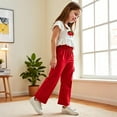 thumbnail image 4 of ATOGUTA Size 4-8 Years Girls Clothes Short Sleeve Tee Tops and Pants Clothing Set Red, 4 of 6