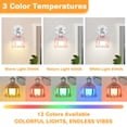 thumbnail image 6 of HKMGT Wireless RGB Wall Sconces Set of 2, USB Rechargeable Battery Operated Wall Lights with Remote, 3 Color Temperatures & 12 RGB Colors, Dimmable Modern Pink Glass Wall Lamp for Bedroom, 6 of 11