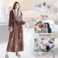 thumbnail image 6 of LOFIR Womens Fleece Robes Long Plush Soft Warm Flannel Spa Bathrobe for Women Ladies Sleepwear (Coffee, L), 6 of 7