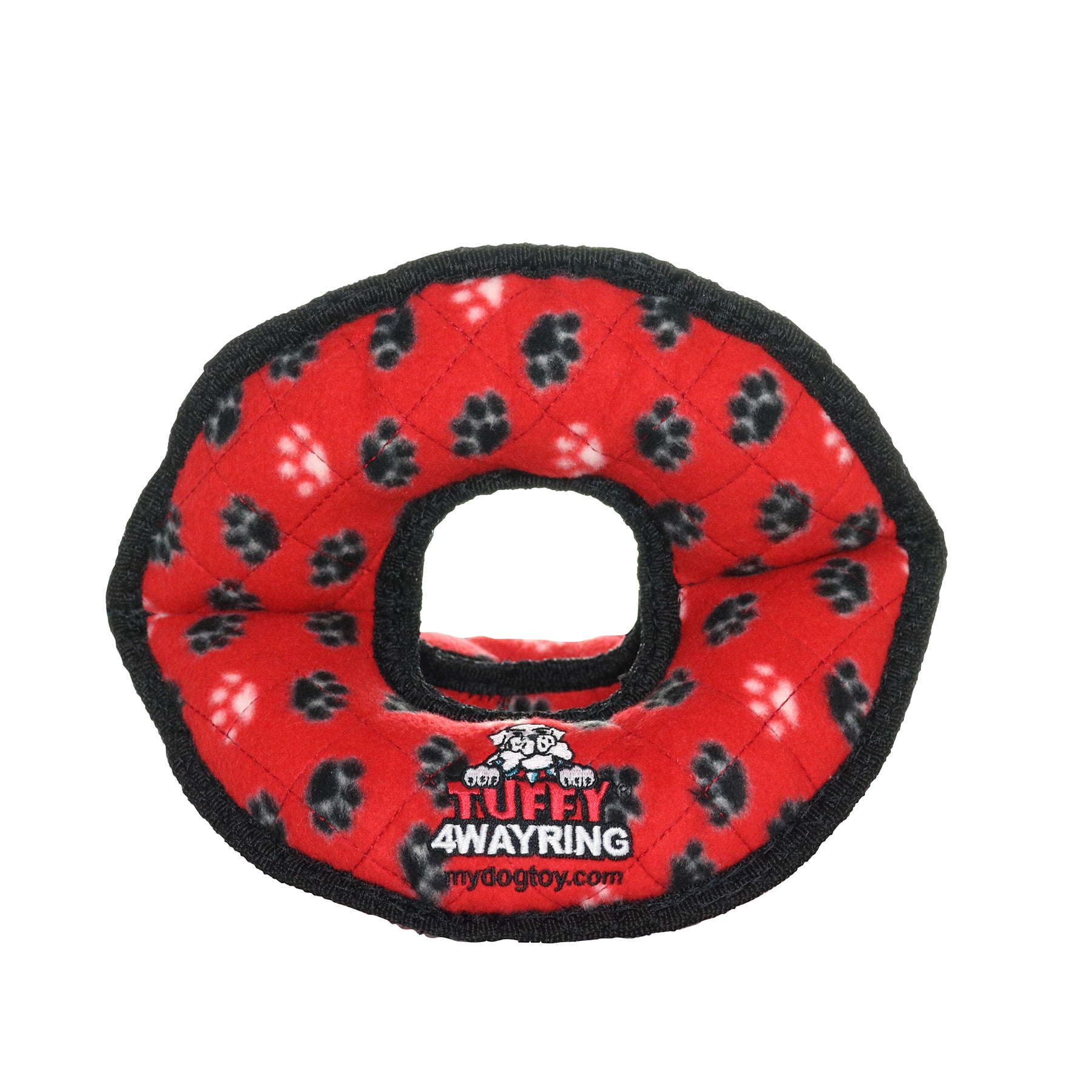 TUFFY® Ultimate 4WayRing Red Paw, 2-Pack, Durable Plush Squeaky Dog Toys