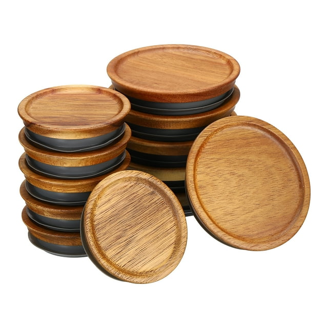 Unique Bargains Mason Jar Lids Wooden Storage Canning Jar Lids Ball Jars Bamboo Wooden Lids (6 Regular and 6 Wide)