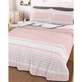 thumbnail image 3 of Quilts Twin Size Bedding Set, Farmhouse Pink Lightweight Quilted Comforter, Farmhouse Pink Line Striped Soft Reversible Bedspread Coverlet with Pillow Covers for All Season, 68" x 86", 3 of 7