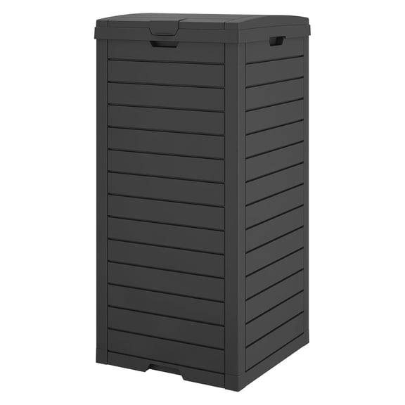 SONGMY 31 Gal Outdoor Trash Can with Lid - Heavy Duty Waterproof Resin, Removable Drip Tray, Fits 33-40 Gallon Bags - Large Garbage Bin for Patio, Backyard, Deck