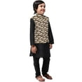 thumbnail image 3 of eloria Boys Dupion Silk Paper Boat Printed Nehru Jacket Kid's Party Festival Regular Wear Gift Olive, 3 of 7
