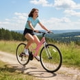 thumbnail image 3 of 24 Inch Mountain Bike for Girls Women, 21 Speed Mountain Bicycle with V-Brake and Carbon Steel Frame, Female Commuting City Bike to School Work, Pink, 3 of 12