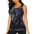 thumbnail image 1 of Balery Purple-Eyed Floral Leopard Camiseta sin mangas estampada ligera para mujer, tops de entrenamiento sin mangas, camisetas de yoga transpirables de secado rápido.-Large, 1 of 7