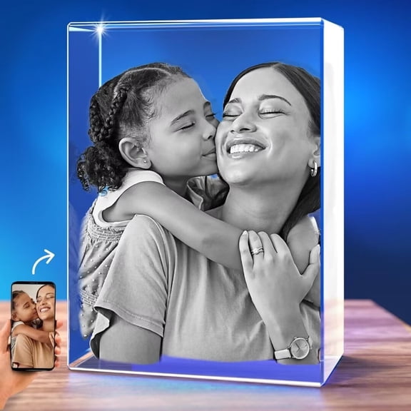 AISENIN 3D Crystal Personalized Photo Gifts for Father Mom Girlfriend Boyfriend Birthday Anniversary 3D Customized Picture Couples Gifts