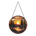 thumbnail image 4 of KuphiL10C Nature Landscape Suncatchers for Windows, Sunset Stained Glass Window Hanging, Lake Sun Catchers with Metal Chain and Hook, Wall Art Home Decor, Birthday Gifts, 4 of 4