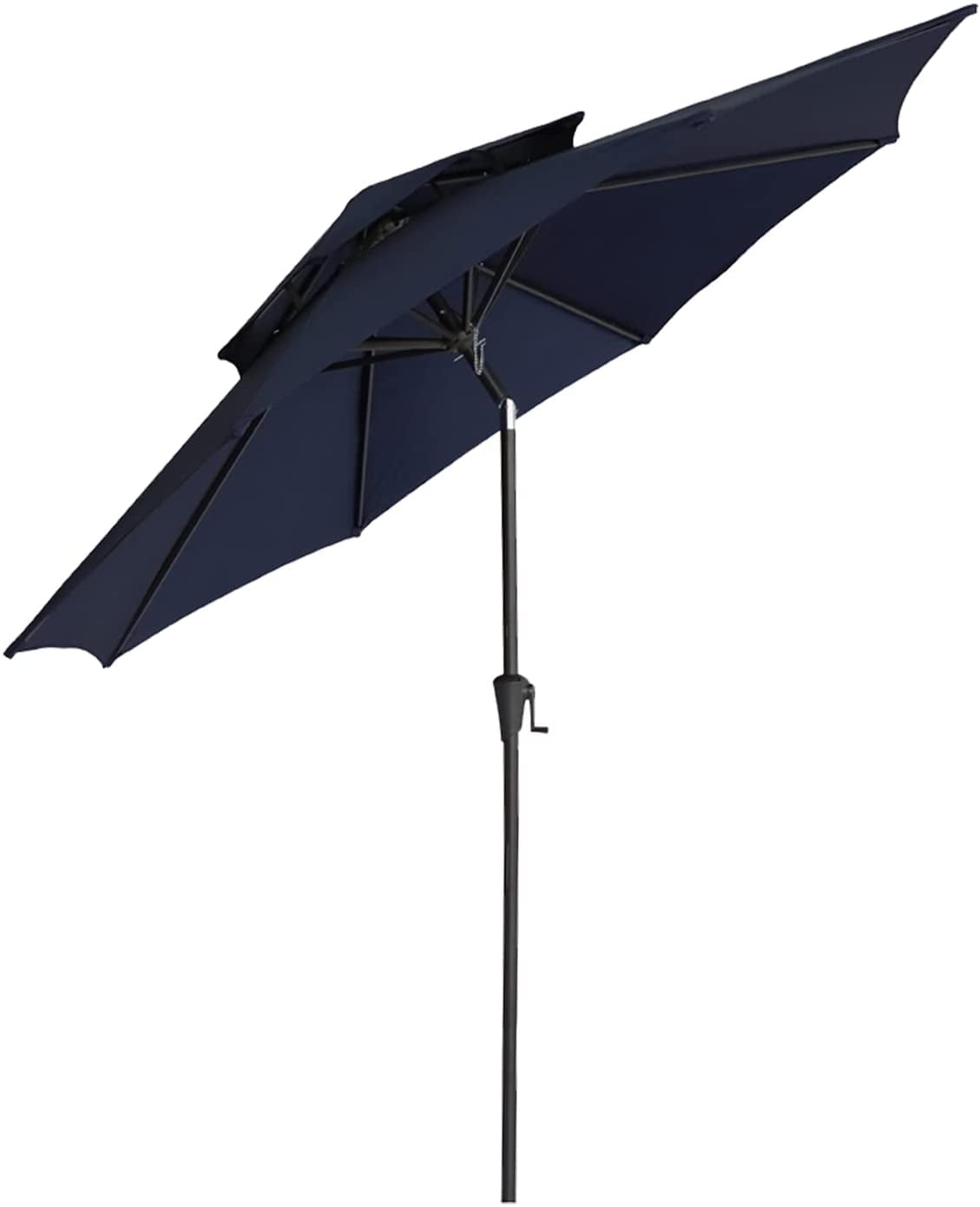 FLAME&SHADE 9 ft Double Top Outdoor Market Patio Table Umbrella with