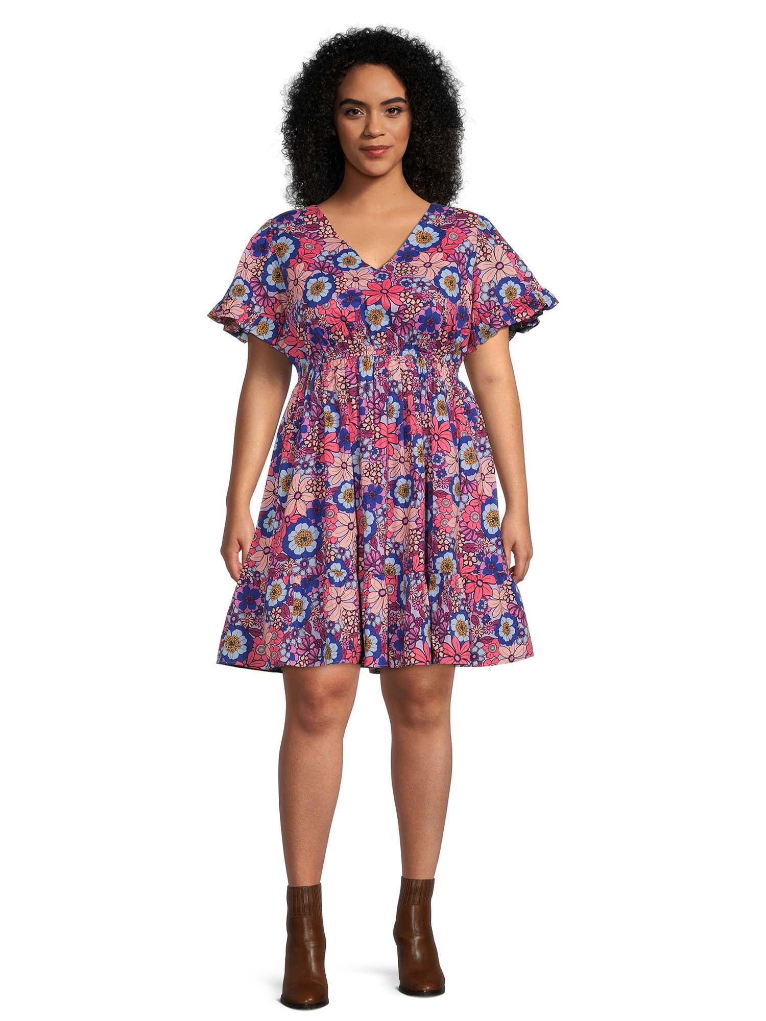 Terra & Sky Women's Ruffled Print Dress