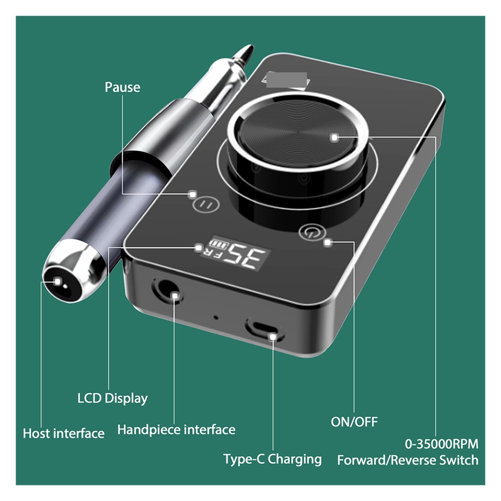 35000RPM Nail Drill Machine, Rechargeable Wireless Nail Sander For Manicure, Portable Machine For Nails ,Low Noise