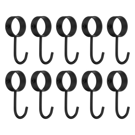 Uxcell 10 Pack Stainless Steel 34mm Inner Dia Pipe Rod Hooks Coat Hook, Black