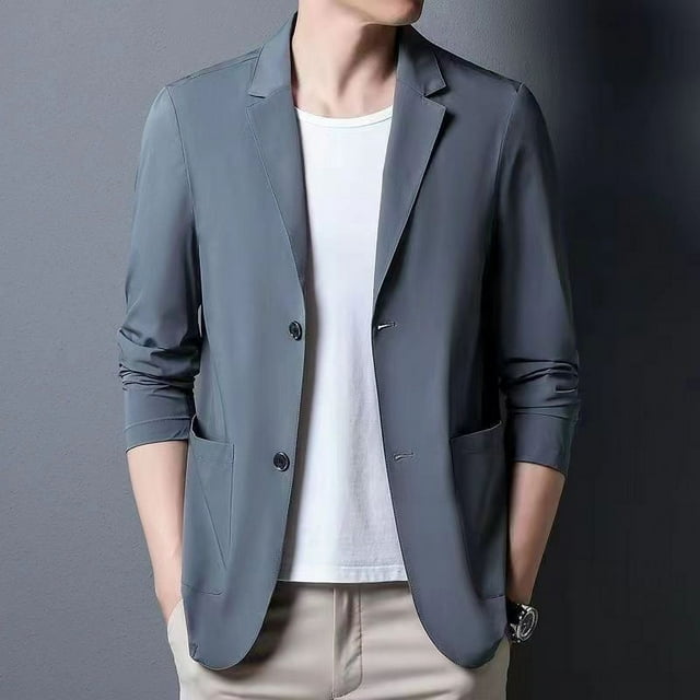 Traje pequeño informal de color sólido fino de primavera y verano para hombre, traje de negocios coreano para hombre, chaqueta de protección solar occidental para hombre