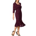 thumbnail image 4 of INSPIRE CHIC Women's Wedding Guest Dress Evening Outfits 2 Pieces Sleeveless Dresses with Shrug XL Burgundy, 4 of 5