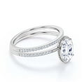 thumbnail image 2 of Gorgeous Minimalist 2.00 Carat Oval Cut Diamond Moissanite Engagement Ring, Floral Wedding Ring, One Matching Band in 925 Sterling Silver With 18k White Gold Plating, Surprisingly Gift For Her, 2 of 3
