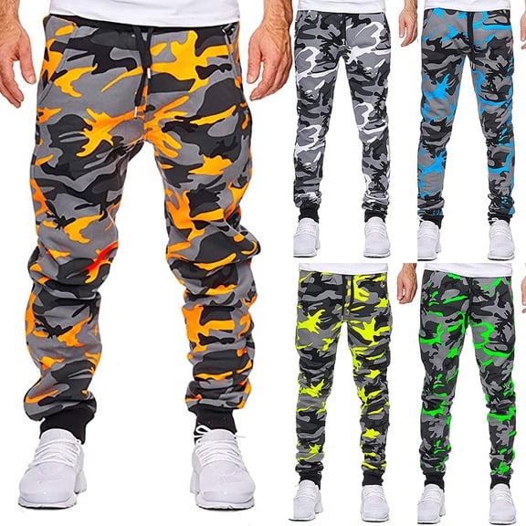 Homeyce Mens Sweatpants Camo Pants with Pockets Camouflage Sweatpants Straight Leg Big and Tall Casual Lightweight Cargo Sweats Lounge Pants Elastic Waist Drawstring Joggers Trouser,Green 2XL