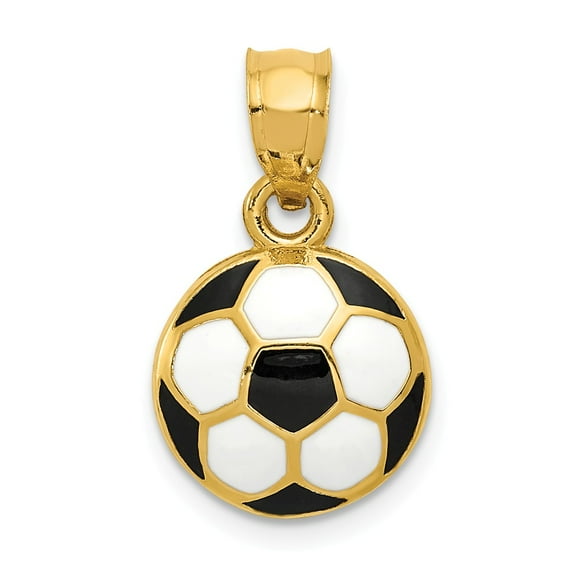 14k Yellow Gold Enameled Soccer Ball Pendant Charm