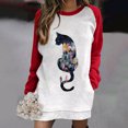 thumbnail image 2 of Mini vestido de mujer con estampado de gato de manga larga informal con cuello redondo y moda sexy para mujer Fridja  nbo420, 2 of 5