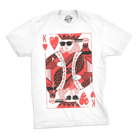 Mens King Of Hearts Tshirt Cool Playing Cards Poker BlackjackTee For Guys