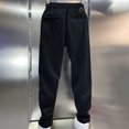thumbnail image 4 of Pantalones largos para hombre, cintura elástica, estilo vintage, deportivos, rectos, lavados, informales, de poliéster., 4 of 9